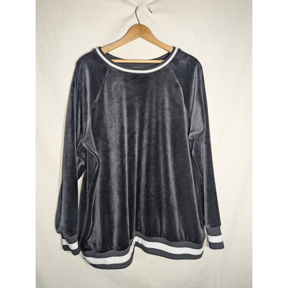 torrid Tops - Torrid Velour Raglan Tipped Crewneck Sweatshirt Size 2 18/20 Soft retro inspired